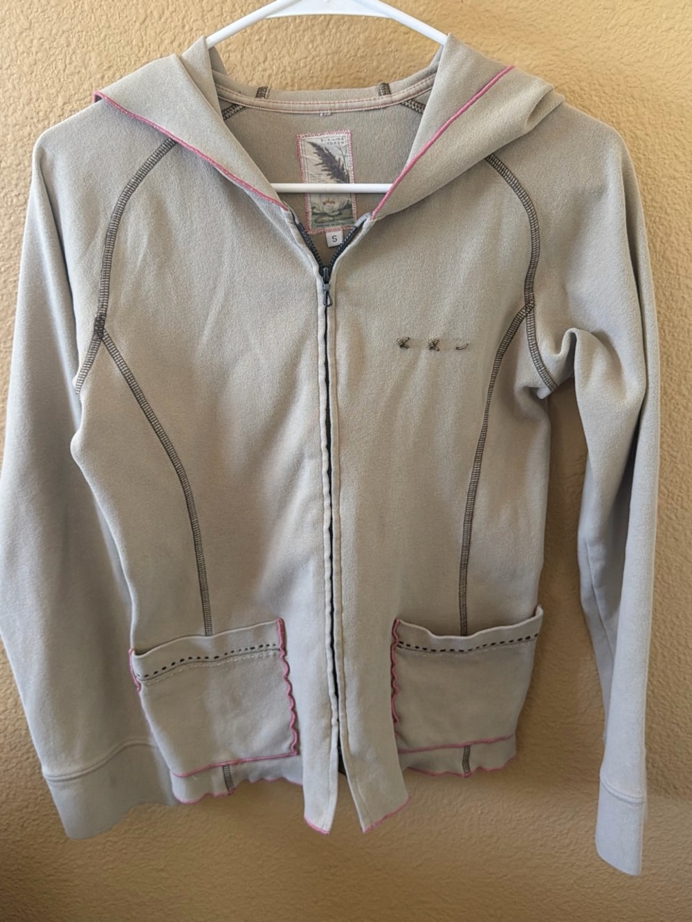 Burning touch cream with pink trim Zip-Up Hoodie Jacket women’s size small